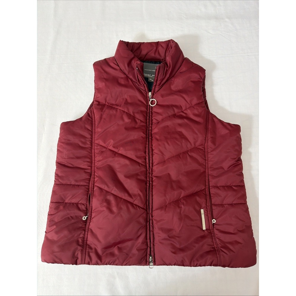 Point‎ Zero Nicole Benisti Womens Burgundy Puffer Vest Water Resistant Medium